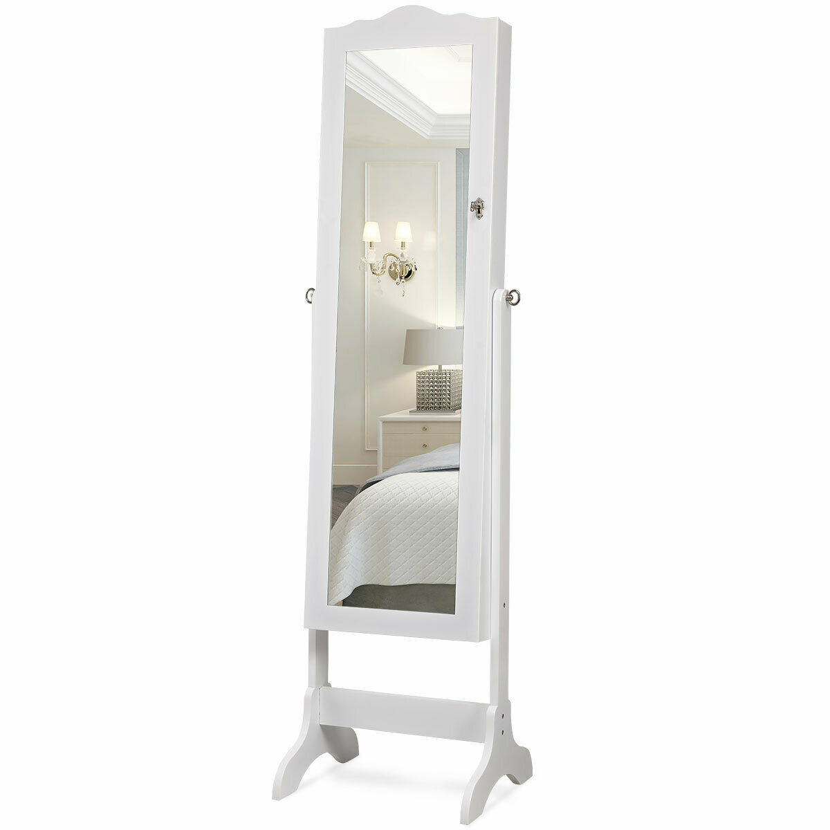 14 LED Jewelry Armoire Cabinet with Mirror - White