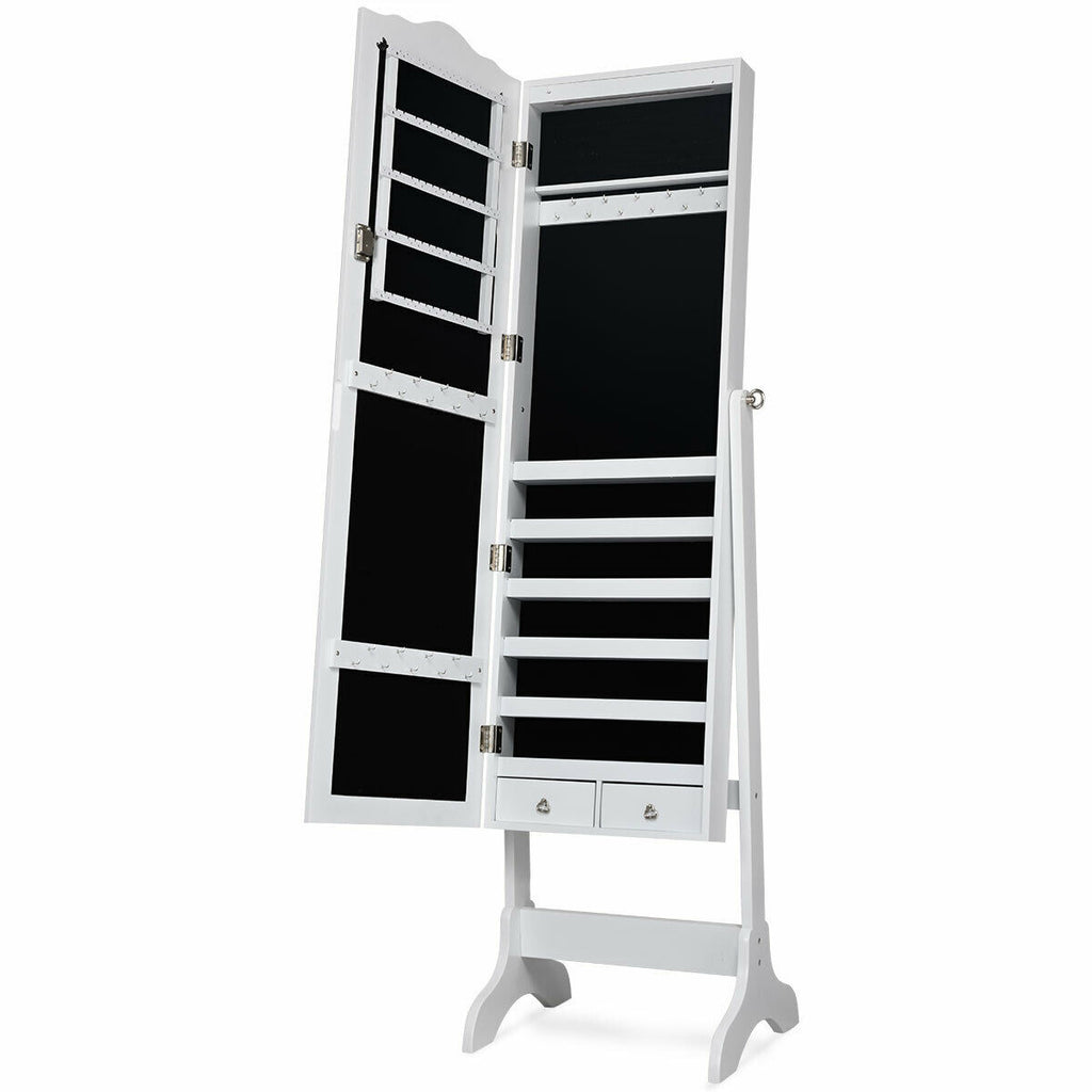 14 LED Jewelry Armoire Cabinet with Mirror - White