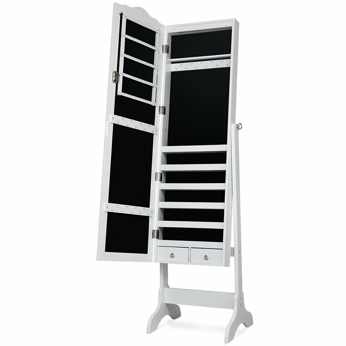 14 LED Jewelry Armoire Cabinet with Mirror - White