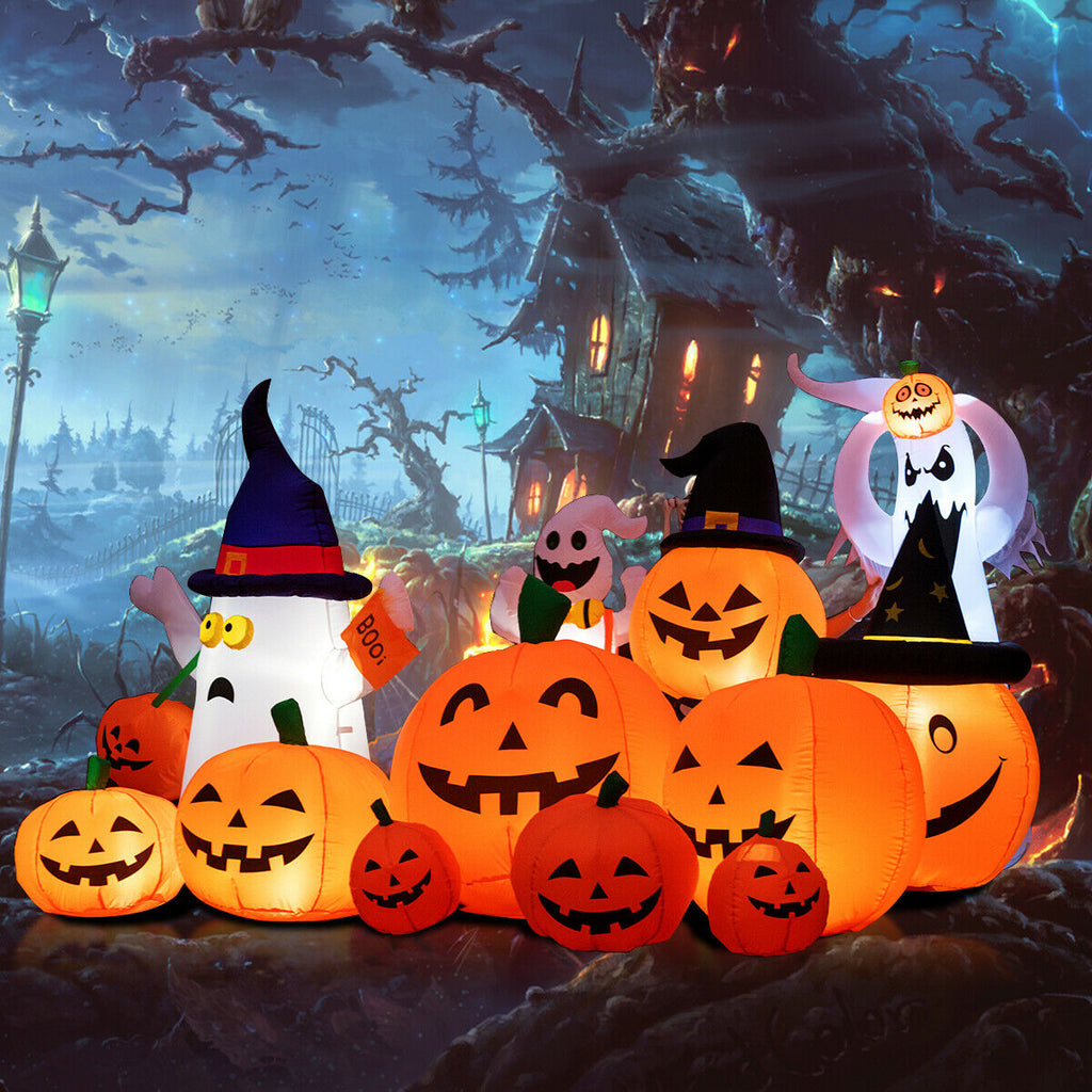 7.5 Feet Halloween Inflatable Pumpkin Patch with LED Lights - 7 Pumpkins