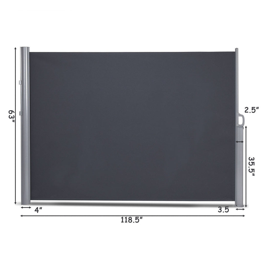 118.5 x 63 Inch Patio Retractable Folding Side Awning Screen Privacy