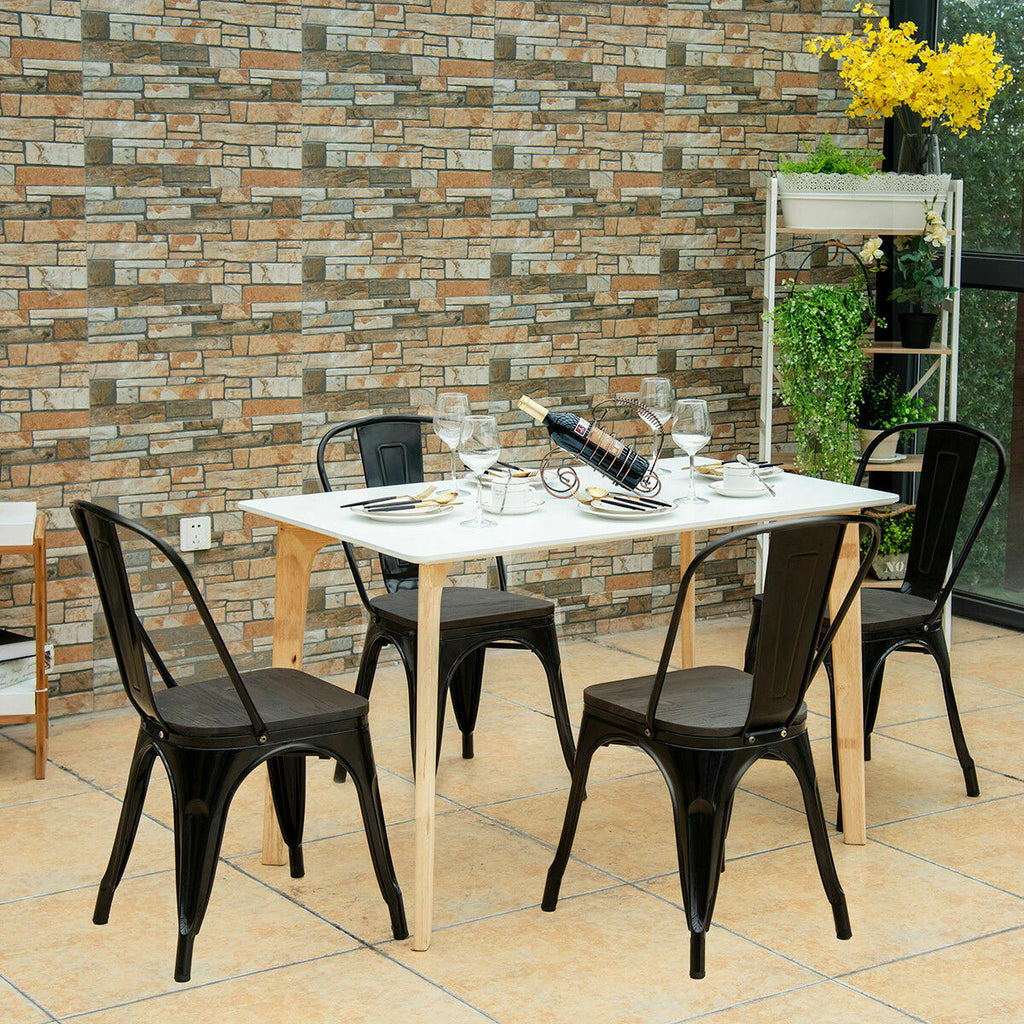 Stackable Metal Dining Chair Set of 4, Dark Green