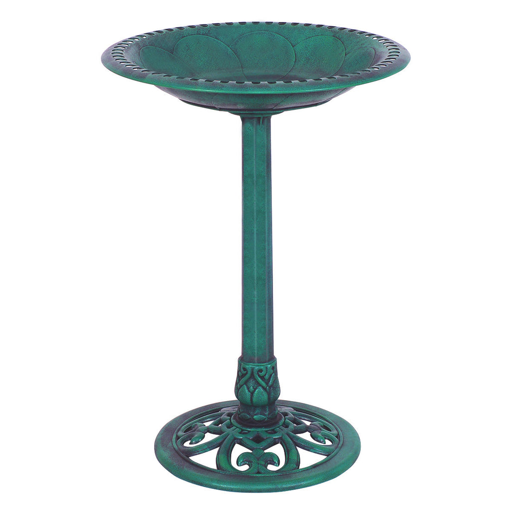 Outdoor Garden Pedestal Bird Bath Feeder - Weather-Resistant Resin, Easy Assembly
