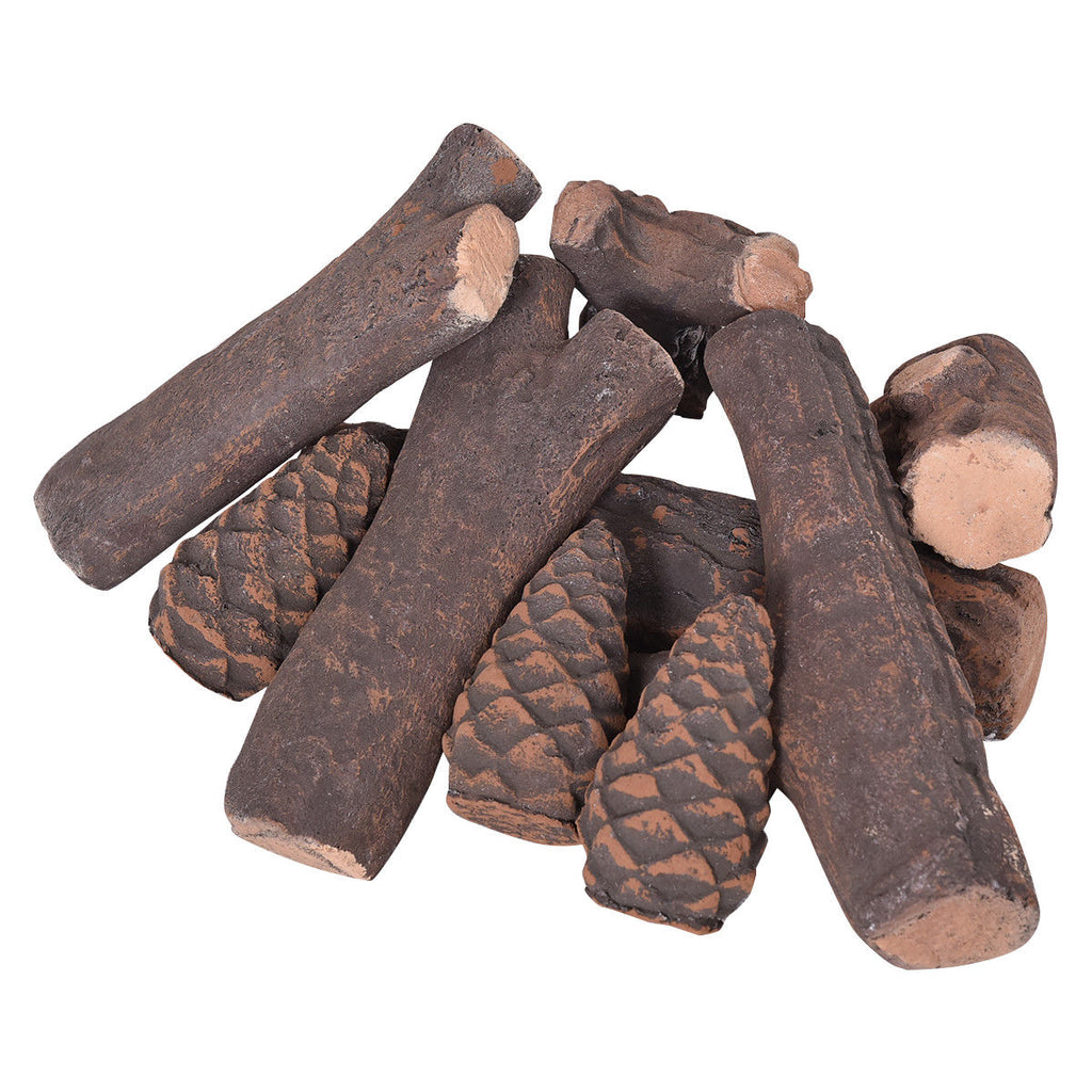9-Piece Ceramic Fireplace Logs Set – Realistic Artificial Gas Logs
