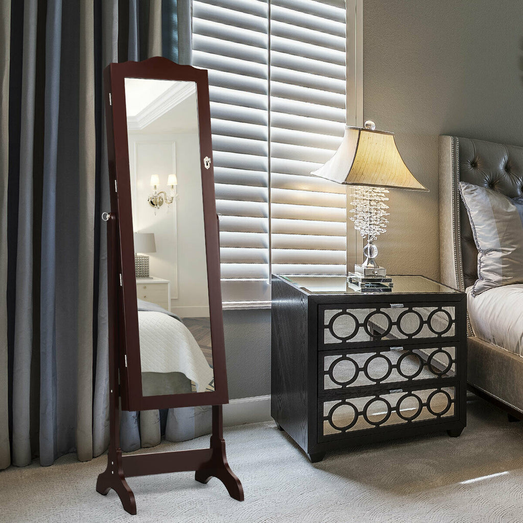 14 LED Jewelry Armoire Cabinet with Mirror - White