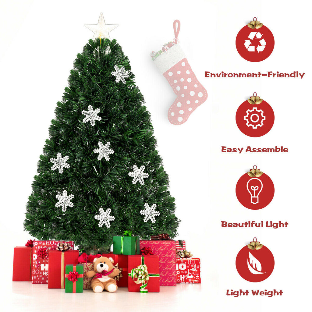 3 Ft LED Artificial Christmas Tree with Snowflakes - Pre-Lit Holiday Tree