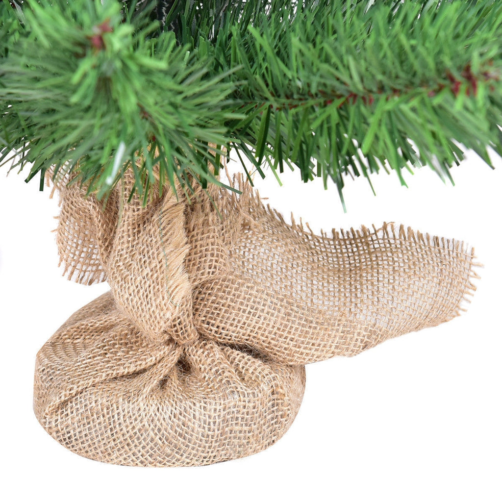 2/3 Feet Unlit Christmas Tree in Burlap Base - Small Tabletop Holiday Tree