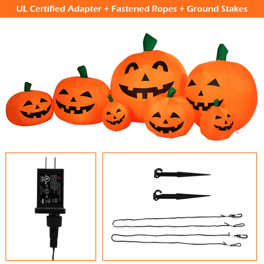 7.5 Feet Halloween Inflatable Pumpkin Patch with LED Lights - 7 Pumpkins