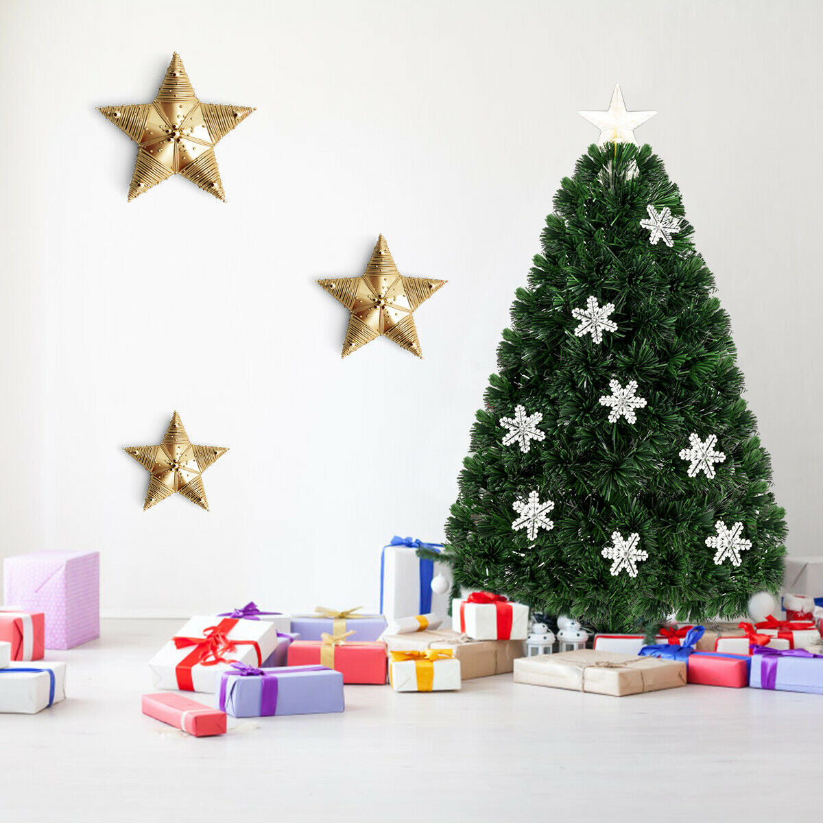 3 Ft LED Artificial Christmas Tree with Snowflakes - Pre-Lit Holiday Tree