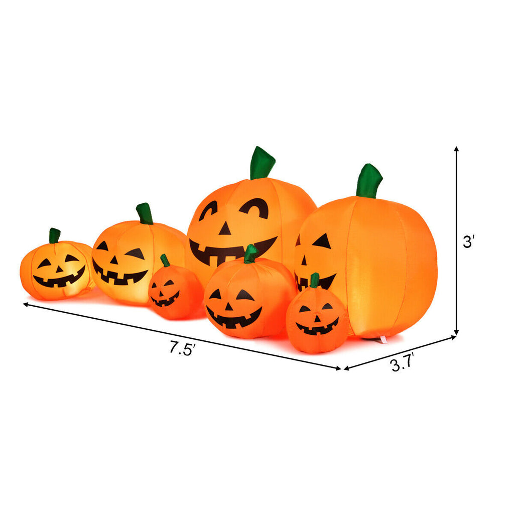 7.5 Feet Halloween Inflatable Pumpkin Patch with LED Lights - 7 Pumpkins