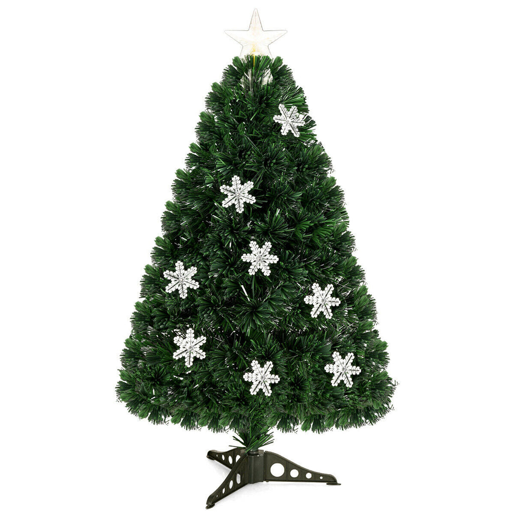 3 Ft LED Artificial Christmas Tree with Snowflakes - Pre-Lit Holiday Tree