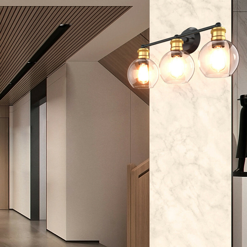 Modern 3-Light Bubble Glass Vanity Wall Light Fixture for Bathroom & Kitchen