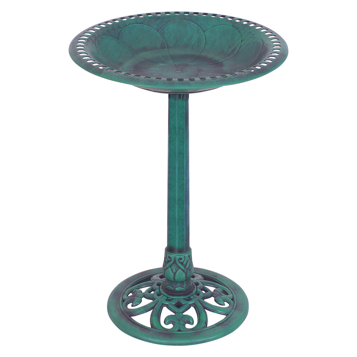 Outdoor Garden Pedestal Bird Bath Feeder - Weather-Resistant Resin, Easy Assembly
