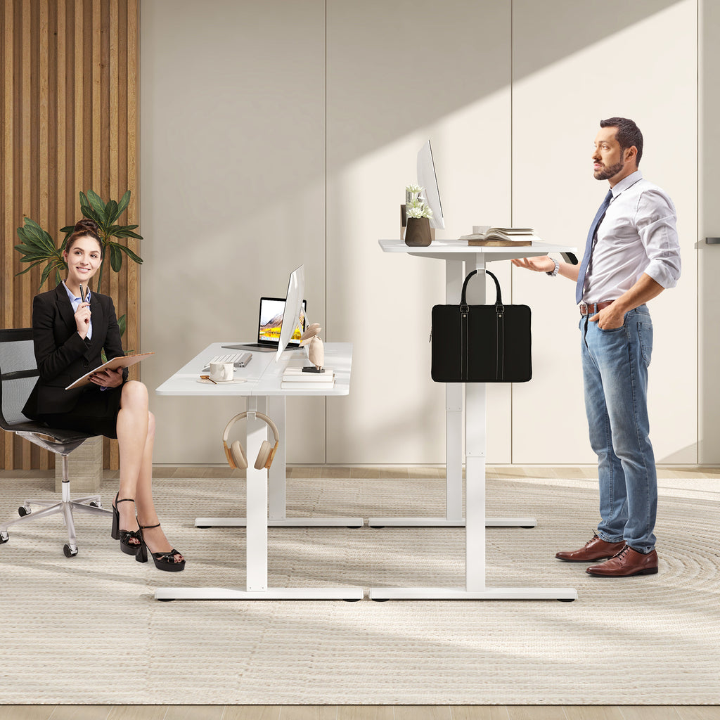 Electric Standing Desk 28-46" Adjustable 3 Memory - White