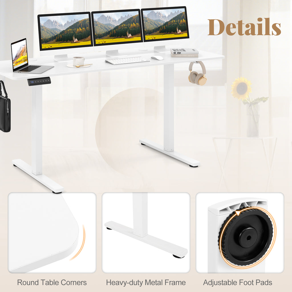 Electric Standing Desk 28-46" Adjustable 3 Memory - White