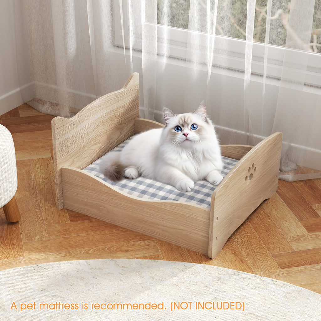 Elevated Pet Bed Frame with Rails & Headboards - Walnut Variation