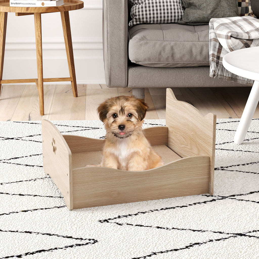 Elevated Pet Bed Frame with Rails & Headboards - Walnut Variation
