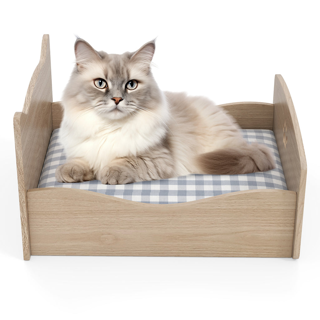 Elevated Pet Bed Frame with Rails & Headboards - Walnut Variation