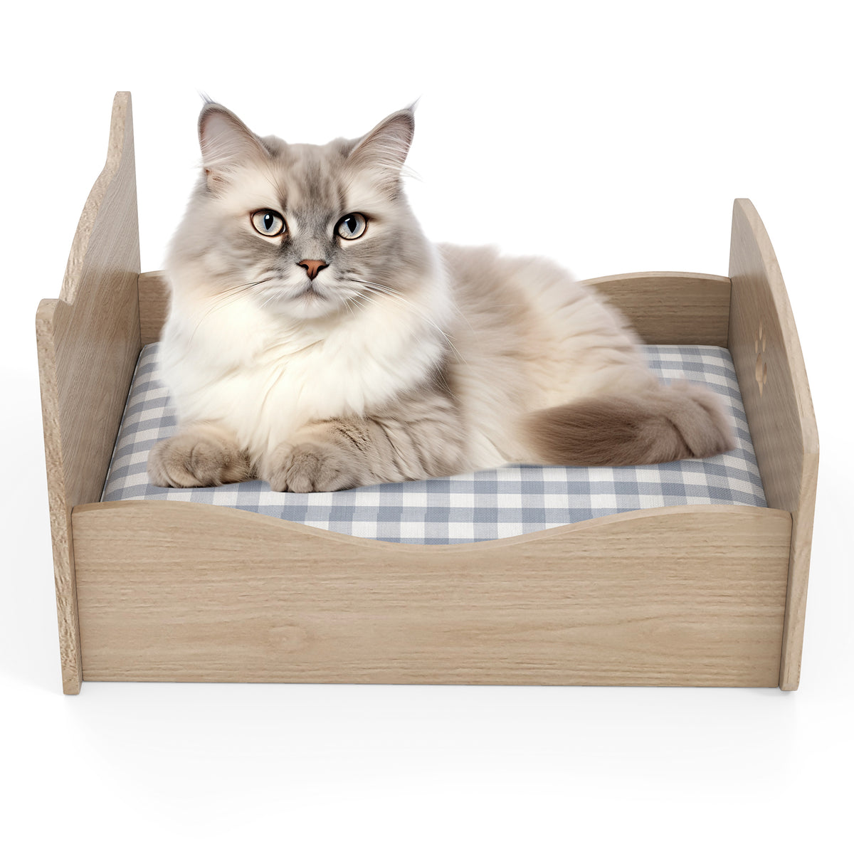 Elevated Pet Bed Frame with Rails & Headboards - Walnut Variation
