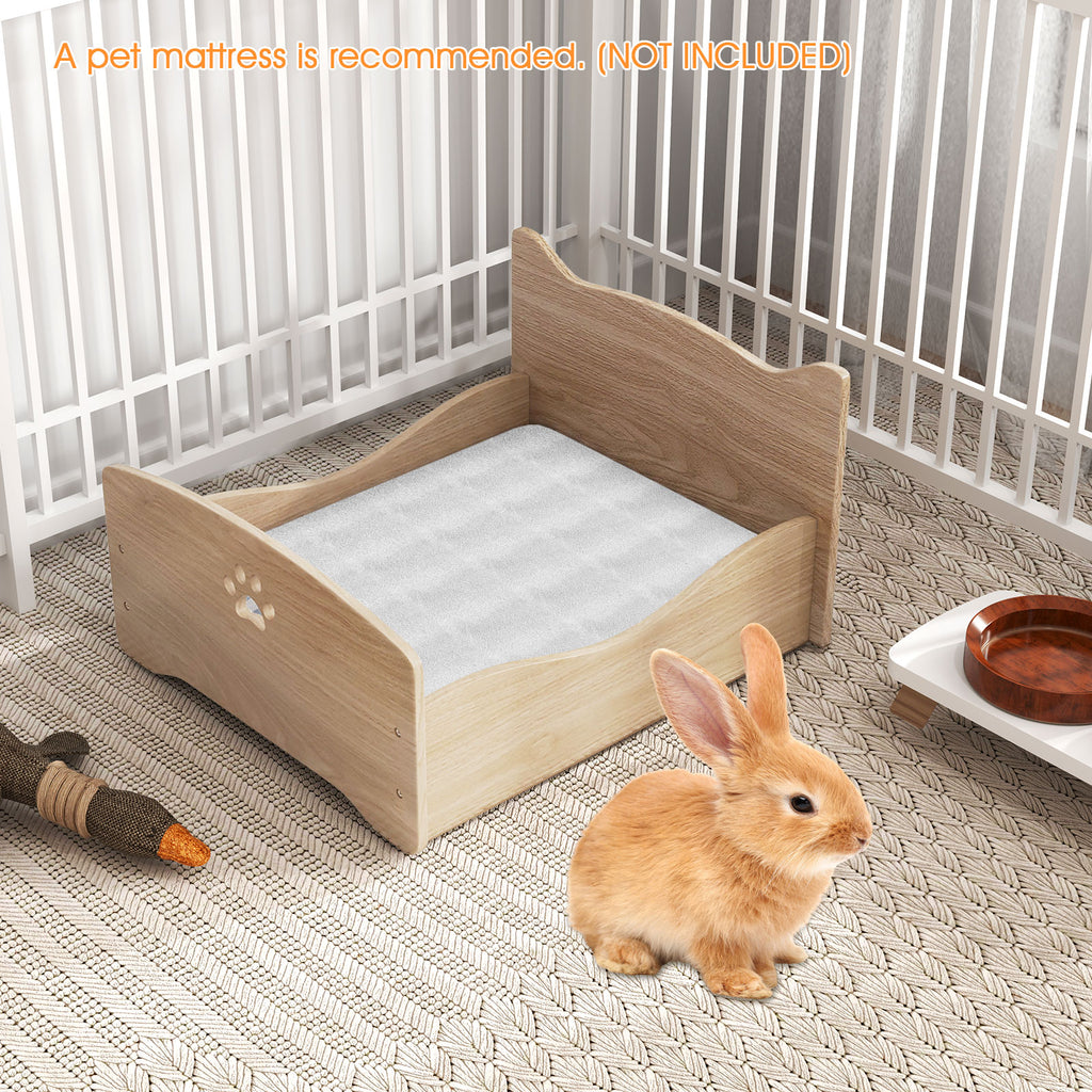 Elevated Pet Bed Frame with Rails & Headboards - Walnut Variation