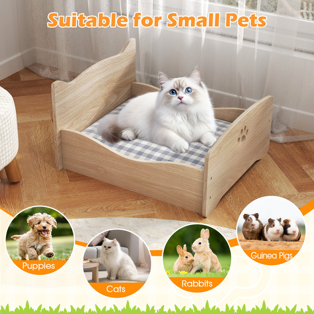 Elevated Pet Bed Frame with Rails & Headboards - Walnut Variation