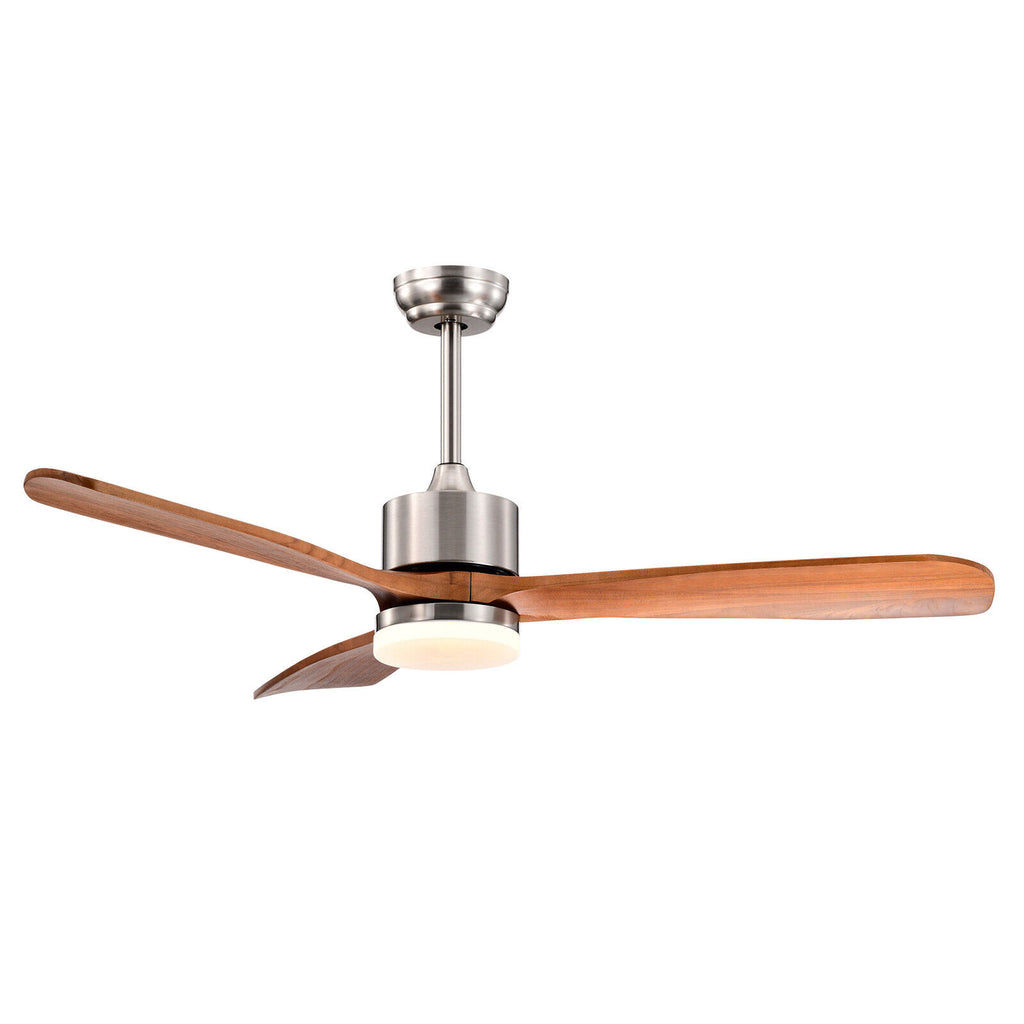 52 Inch Reversible Ceiling Fan with LED Light and Adjustable Temperature - Silver