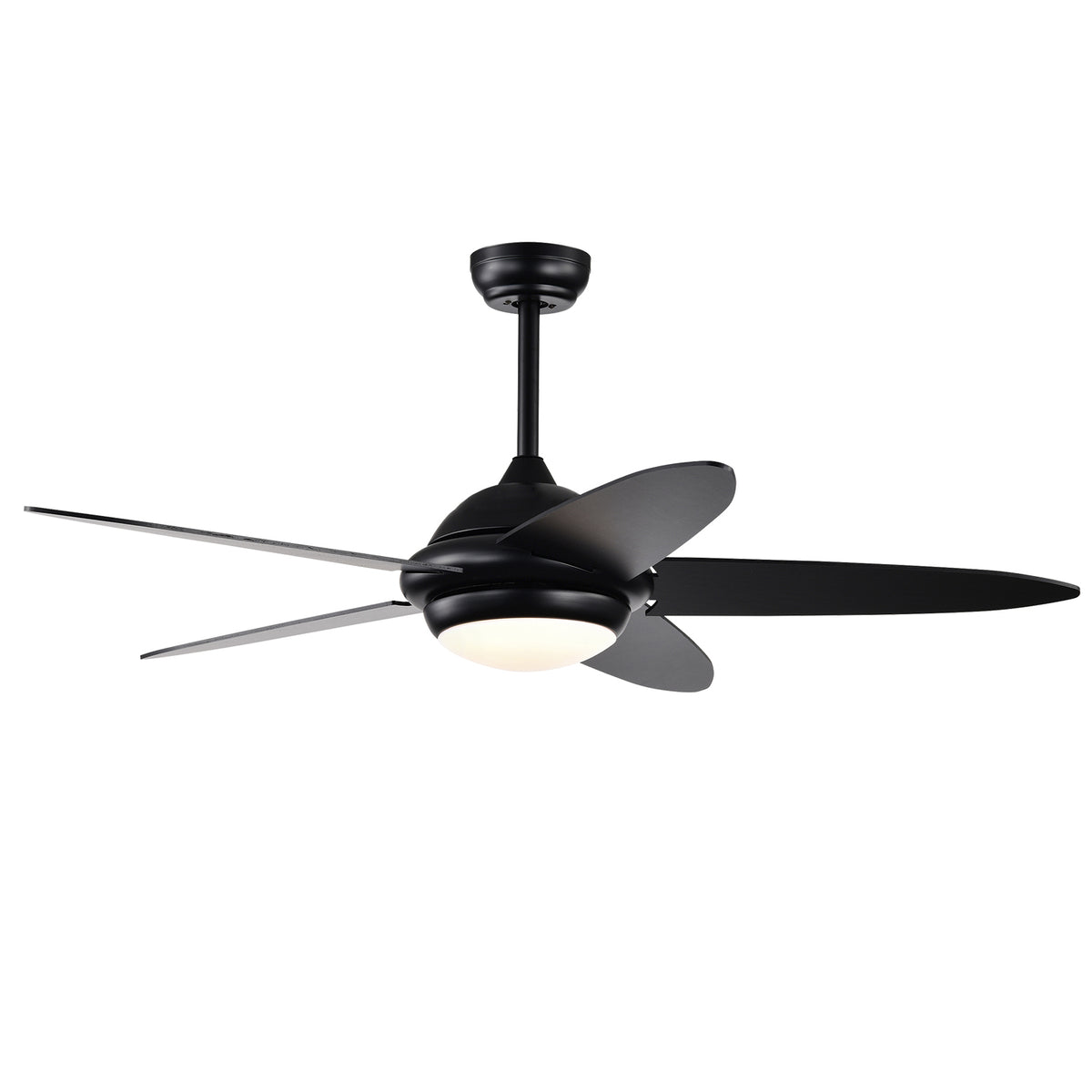 52-Inch Ceiling Fan with Lights and 3 Wind Speeds - Black, Remote Control, Reversible Motor, Adjustable LED Light