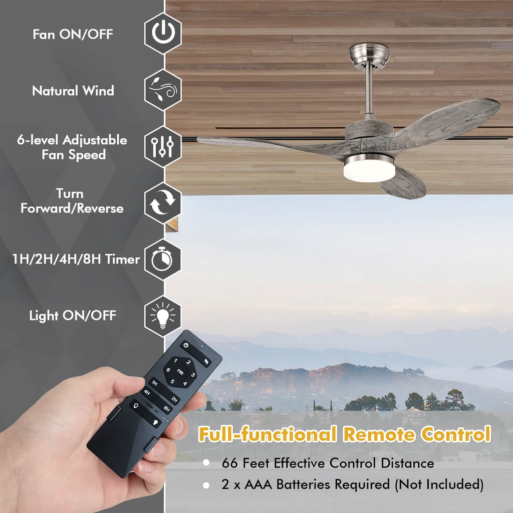 48 Inch Indoor Ceiling Fan with LED Lights and 6 Speed - Style 2 Silver