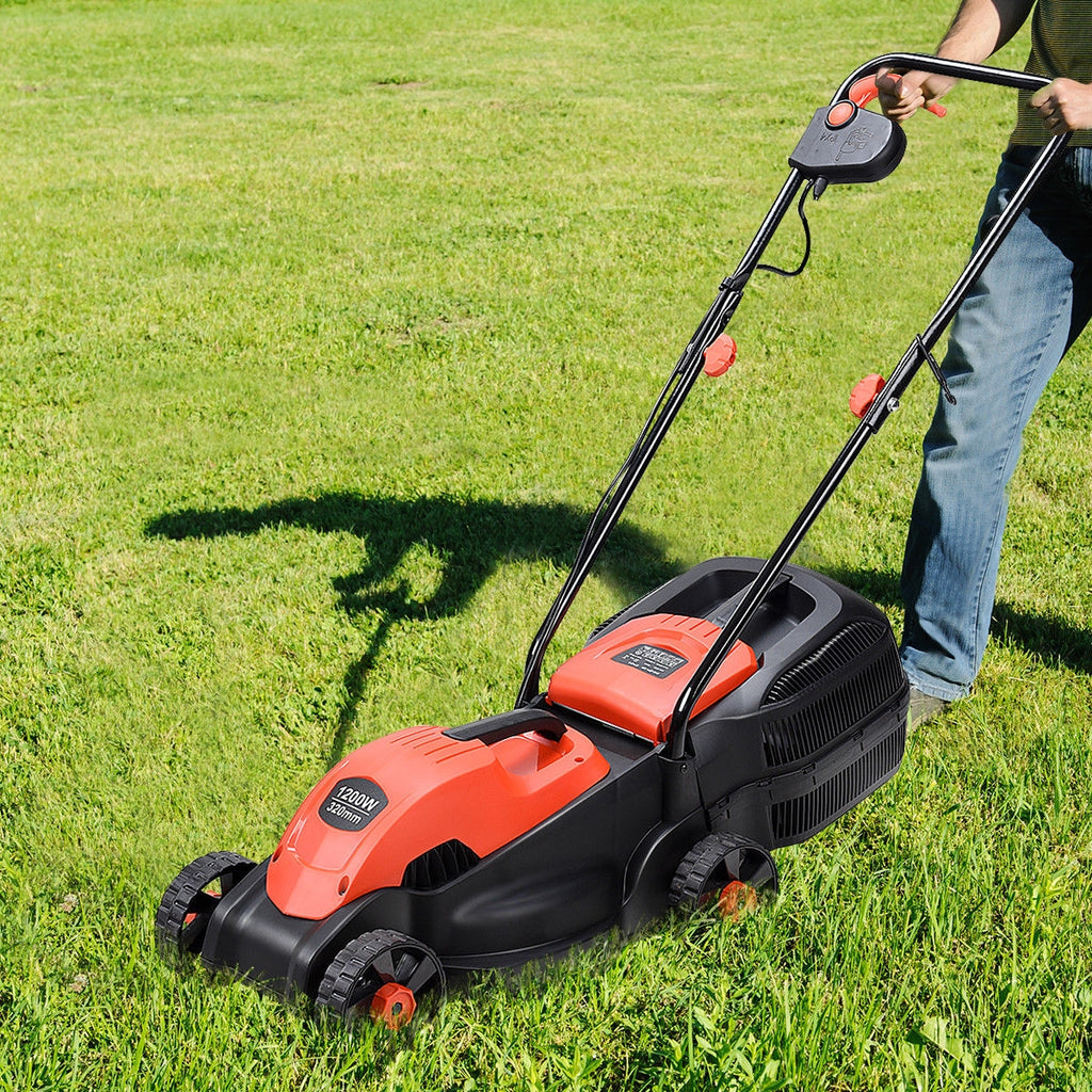 13 Inch Electric Push Lawn Corded Mower with Grass Bag