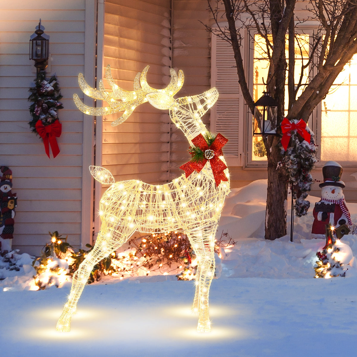 Lighted Standing Reindeer with Stakes - Warm Light Christmas Outdoor Decor