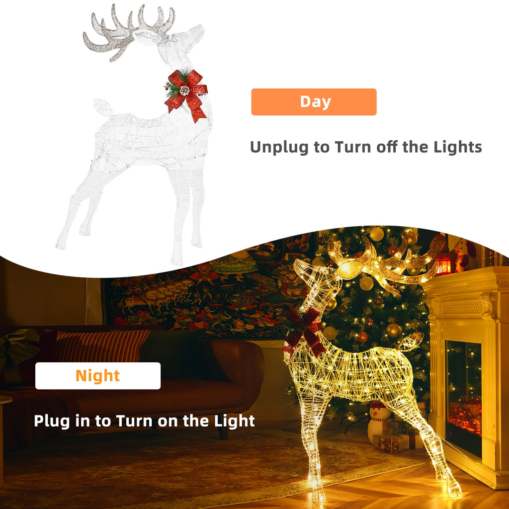 Lighted Standing Reindeer with Stakes - Warm Light Christmas Outdoor Decor