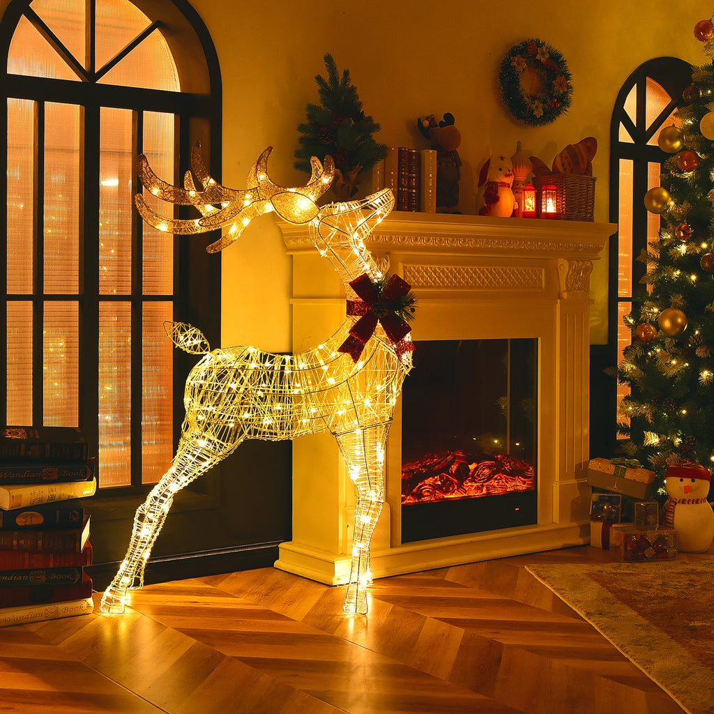Lighted Standing Reindeer with Stakes - Warm Light Christmas Outdoor Decor