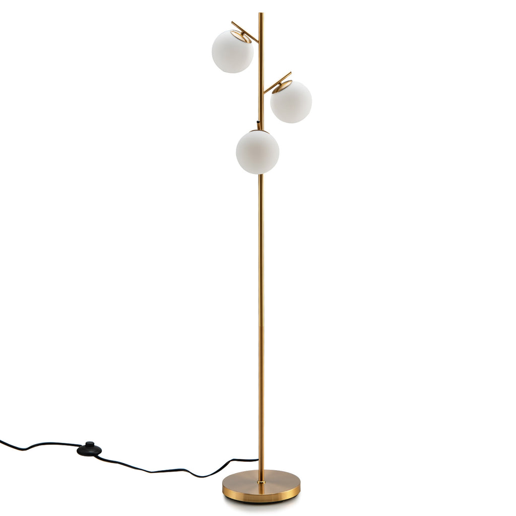 Golden 3-Globe Floor Lamp with Foot Switch and Bulb Bases