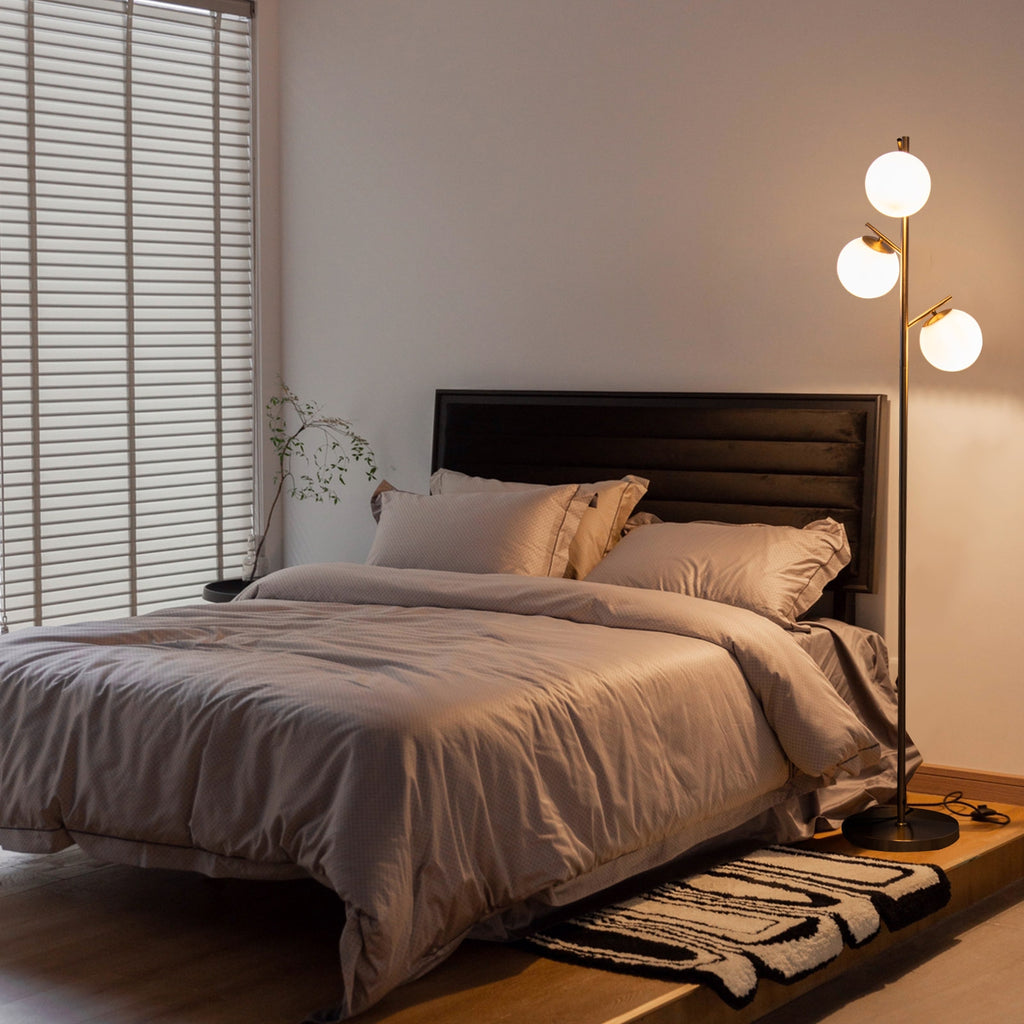 Golden 3-Globe Floor Lamp with Foot Switch and Bulb Bases