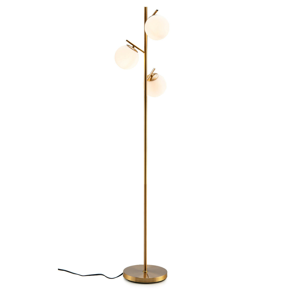 Golden 3-Globe Floor Lamp with Foot Switch and Bulb Bases