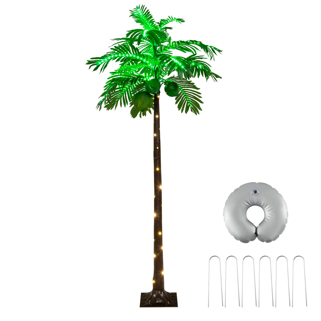 6 Ft LED Lighted Artificial Palm Tree with Water Bag - Tropical Decor
