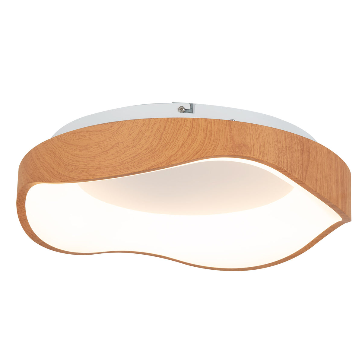 24W Modern Ceiling Light with Wood Pattern & Metal Frame - Brown