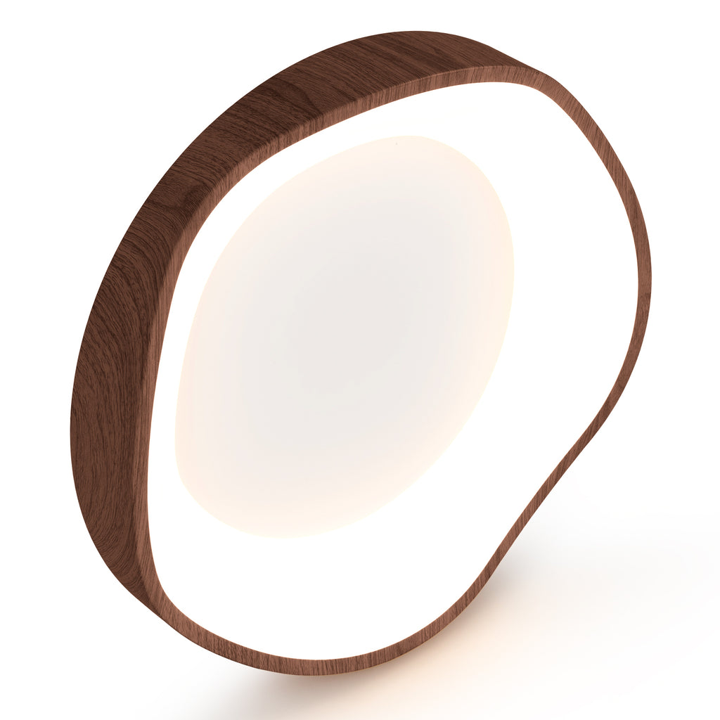 24W Modern Ceiling Light with Wood Pattern & Metal Frame - Brown