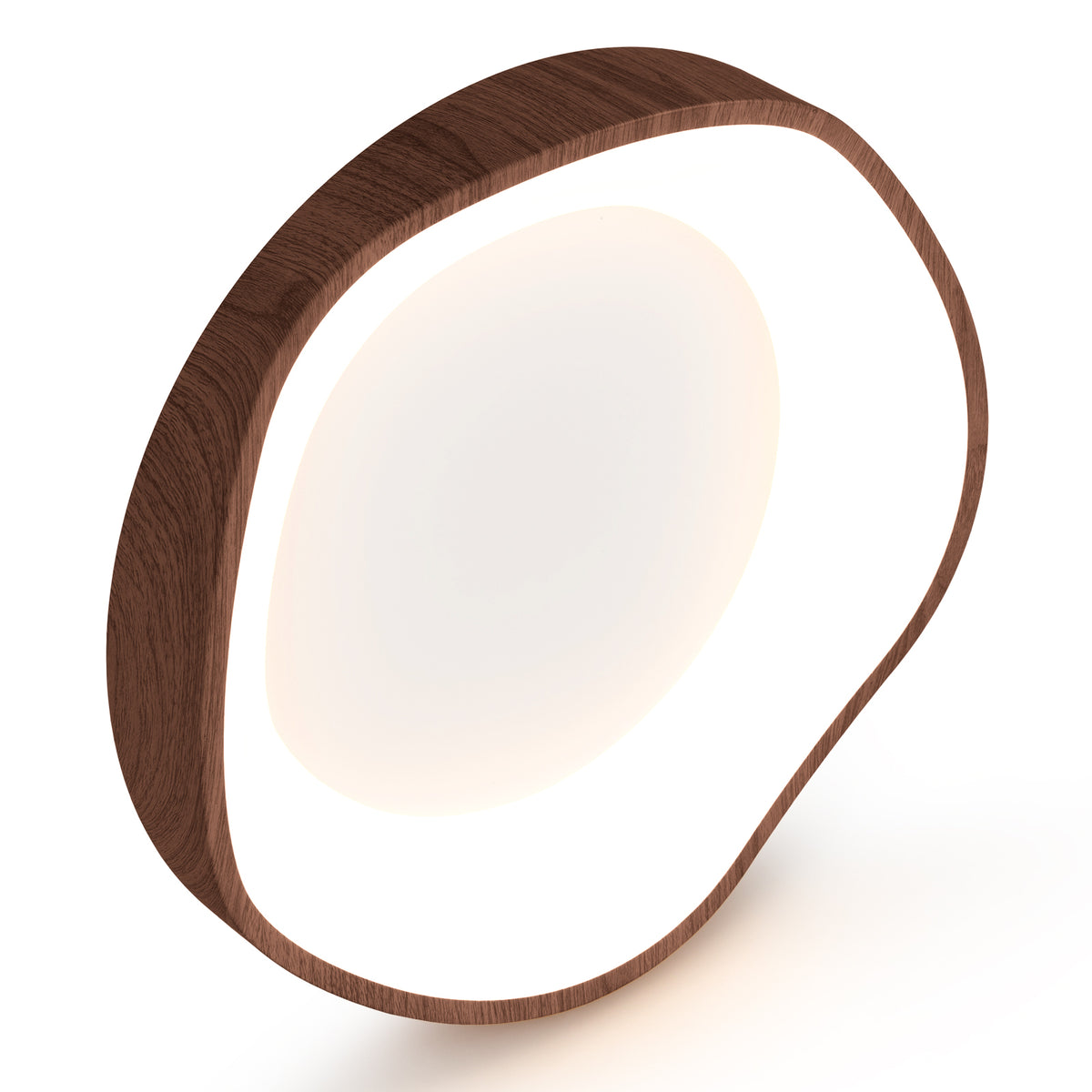 24W Modern Ceiling Light with Wood Pattern & Metal Frame - Brown