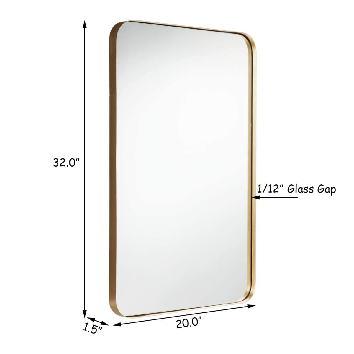 Golden 32x20 Inch Metal Frame Wall-Mounted Rectangle Mirror