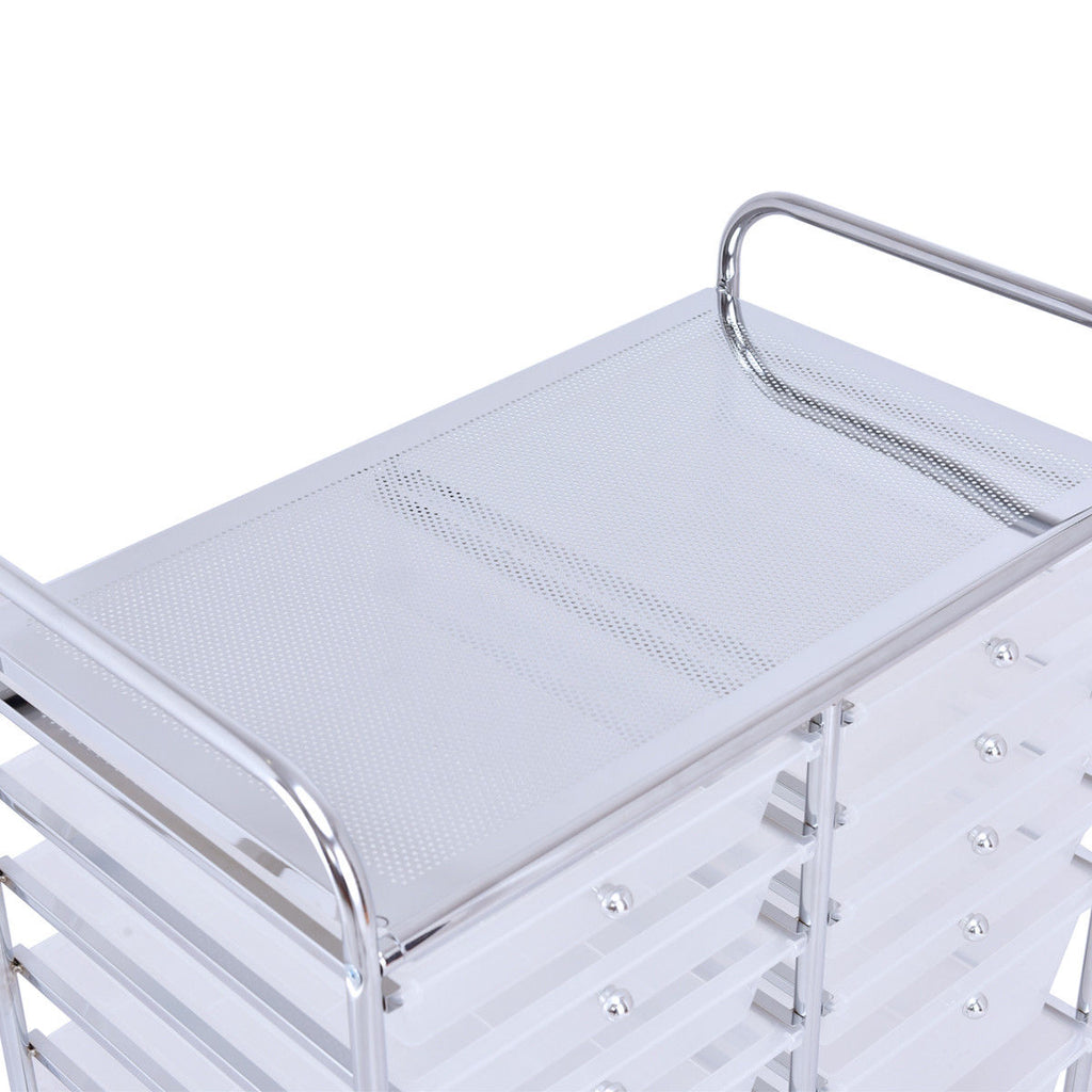 12-Drawer Rolling Storage Cart, White