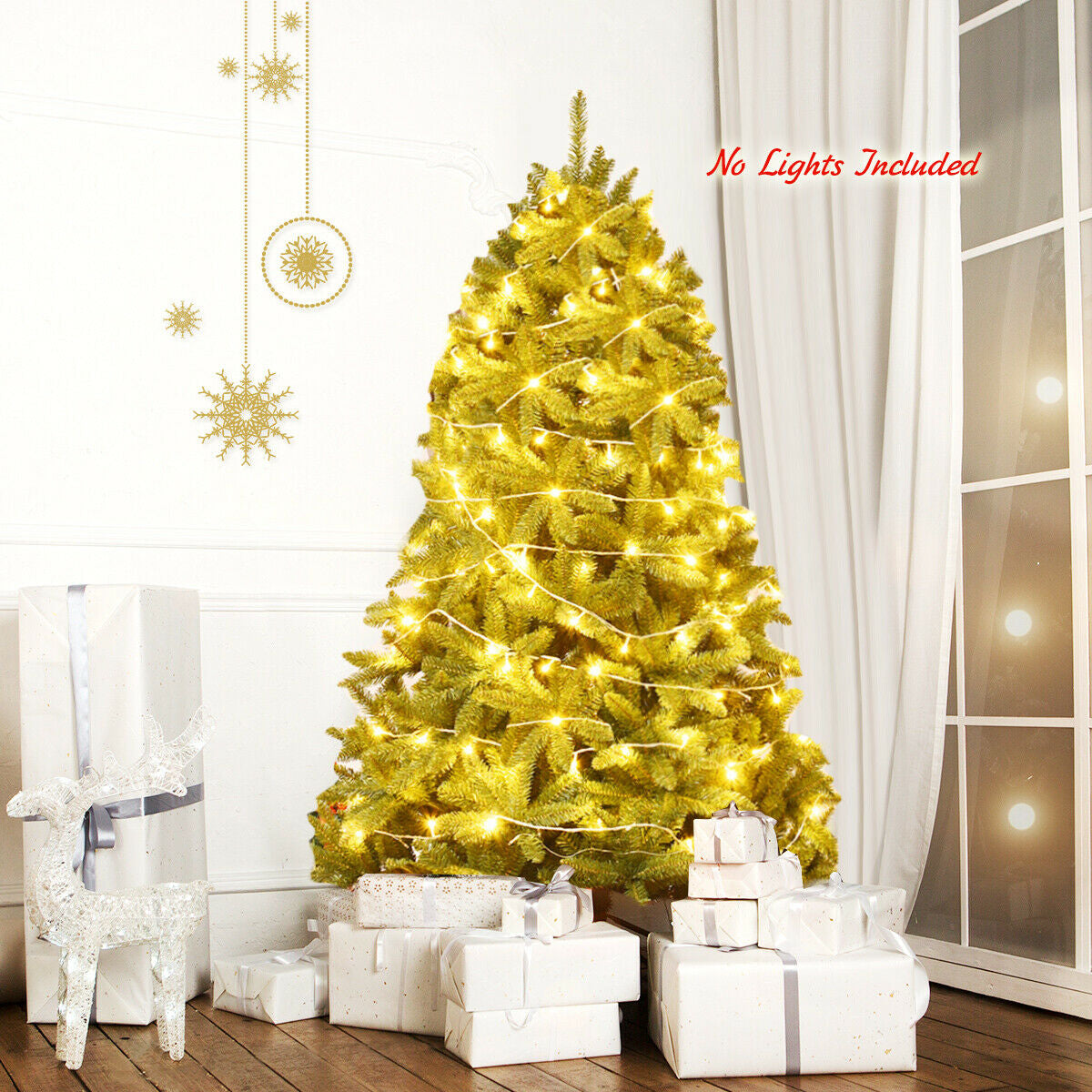 Artificial Christmas Tree 6 Feet with 1250 Branch Tips, Foldable Base