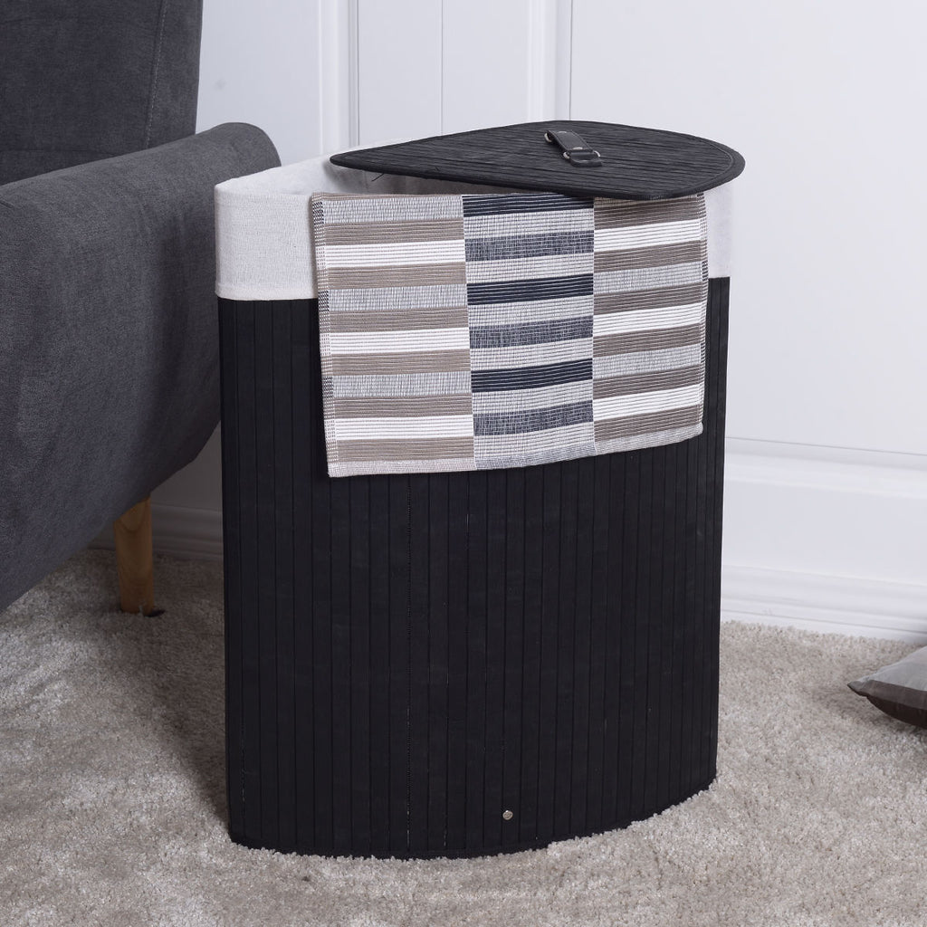 Bamboo Laundry Hamper Basket with Lid and Removable Liner Bag
