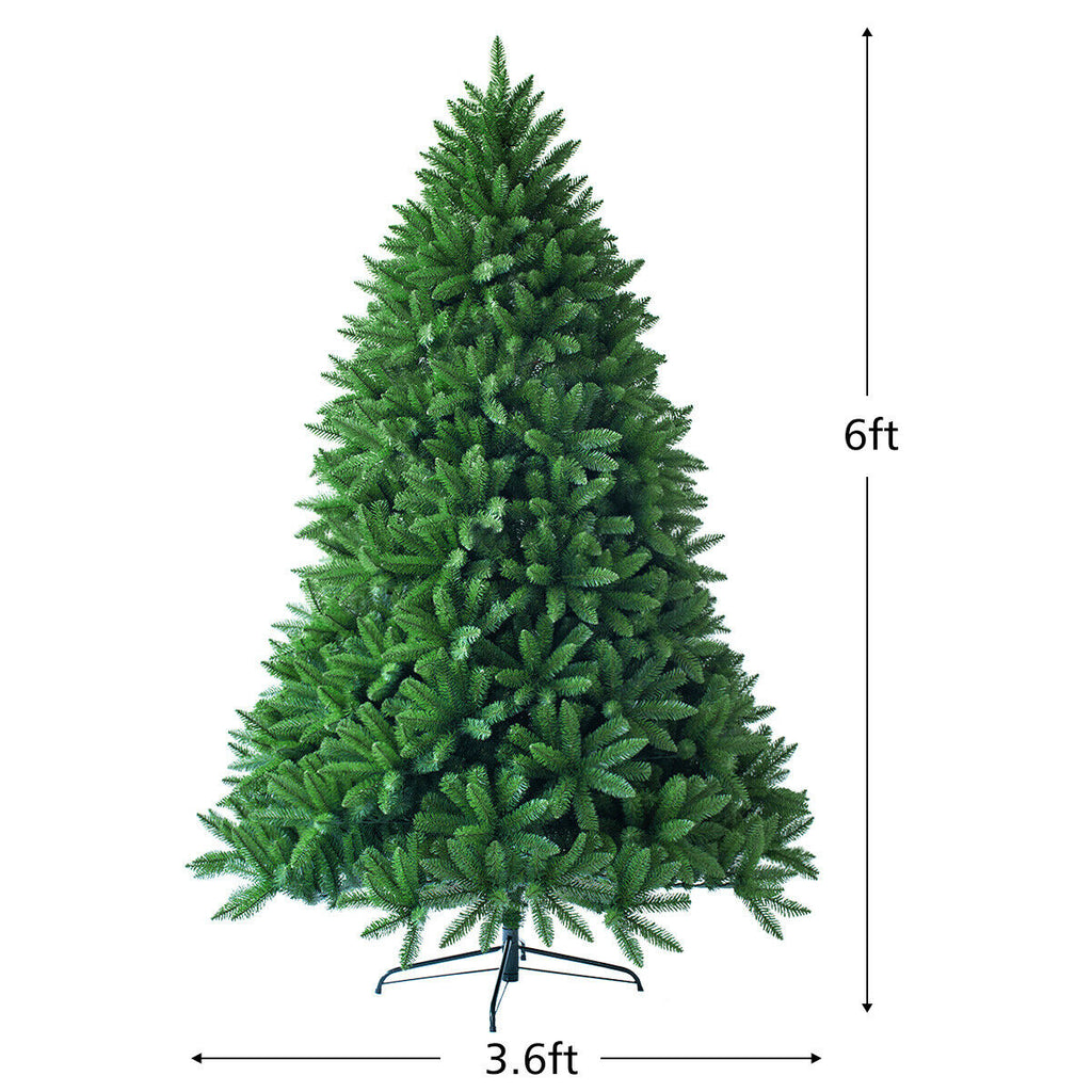 Artificial Christmas Tree 6 Feet with 1250 Branch Tips, Foldable Base