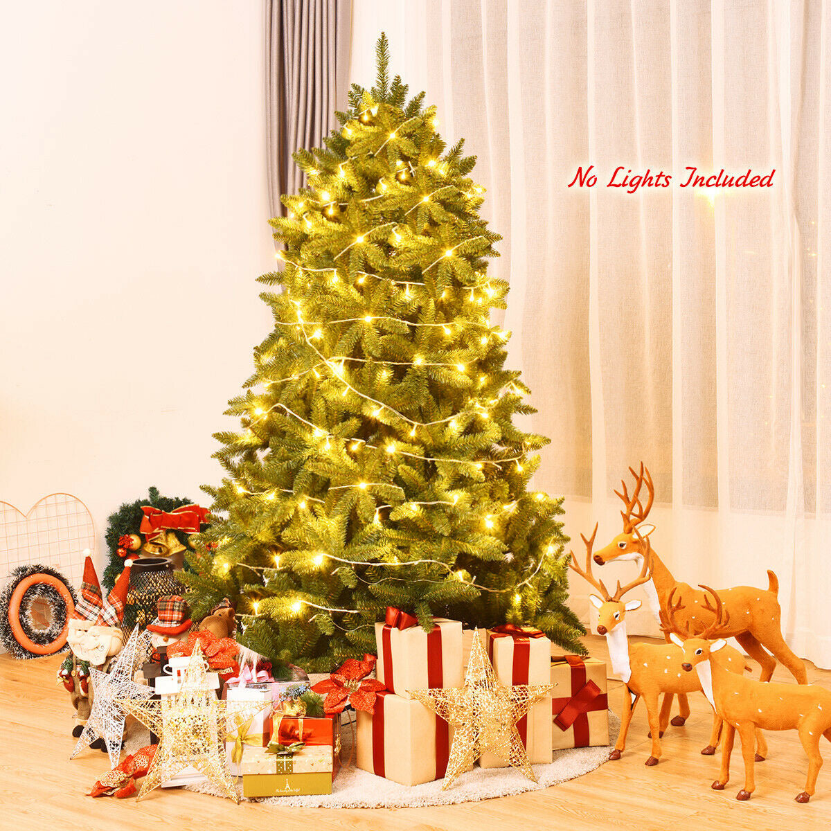 Artificial Christmas Tree 6 Feet with 1250 Branch Tips, Foldable Base