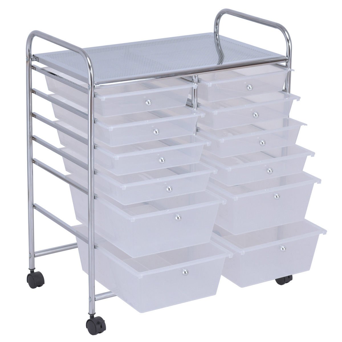 12-Drawer Rolling Storage Cart with Removable Drawers and Lockable