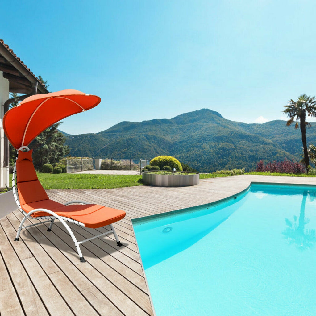 Patio Hammock Chaise Lounger Chair with Canopy