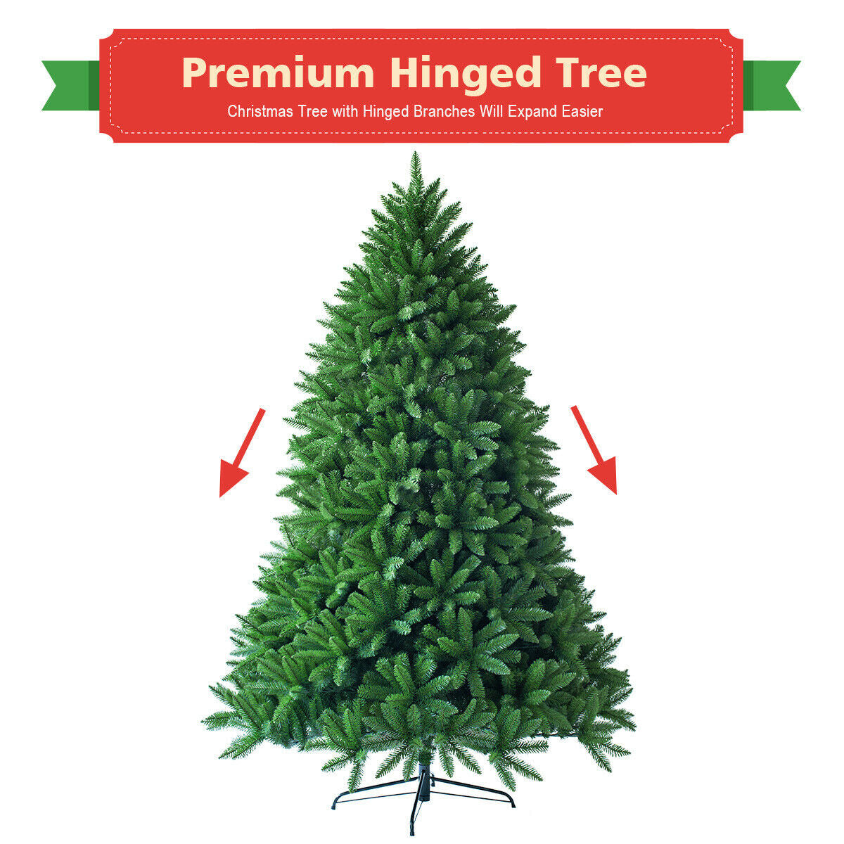 Artificial Christmas Tree 6 Feet with 1250 Branch Tips, Foldable Base