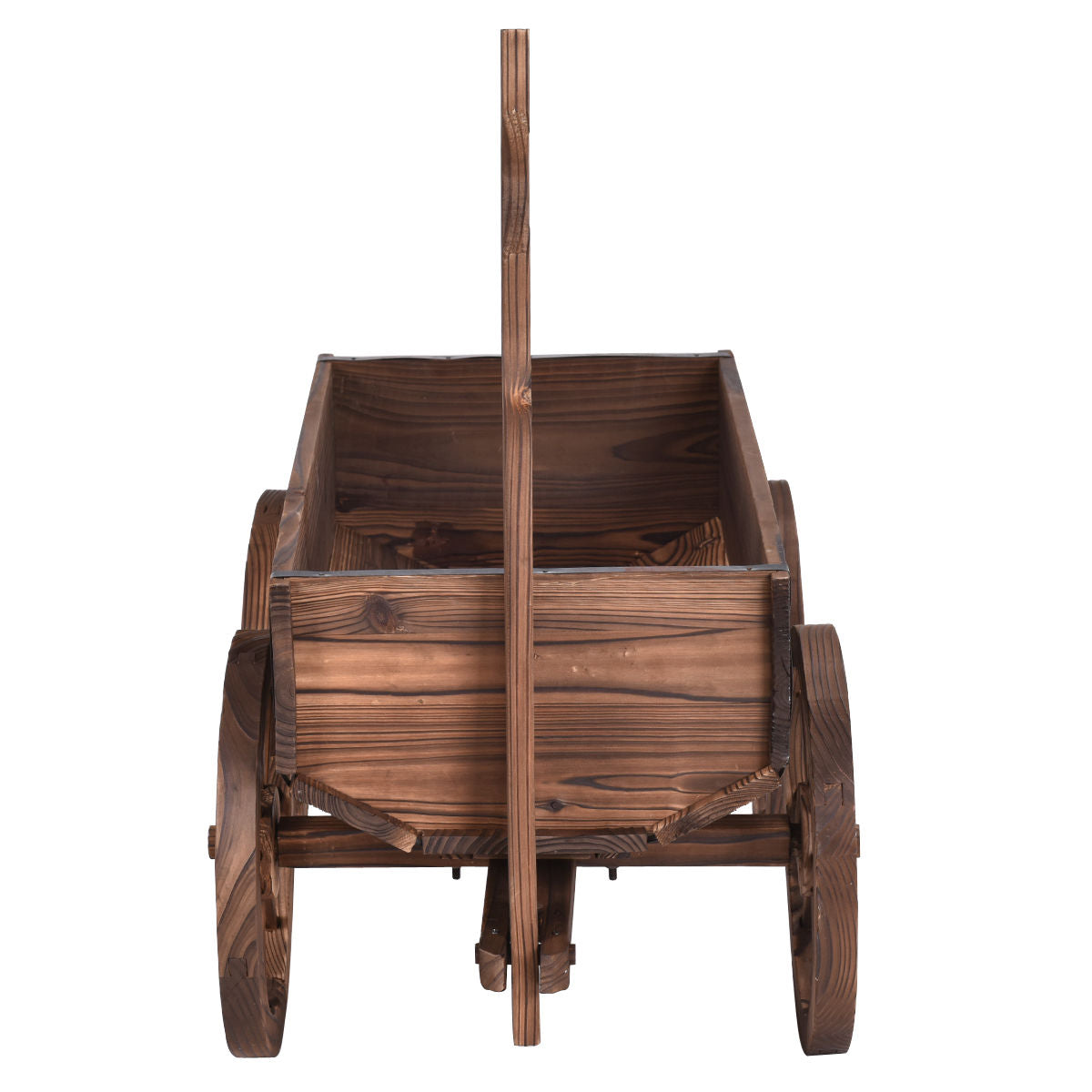 Wood Wagon Planter Pot Stand with Wheels - Style 7
