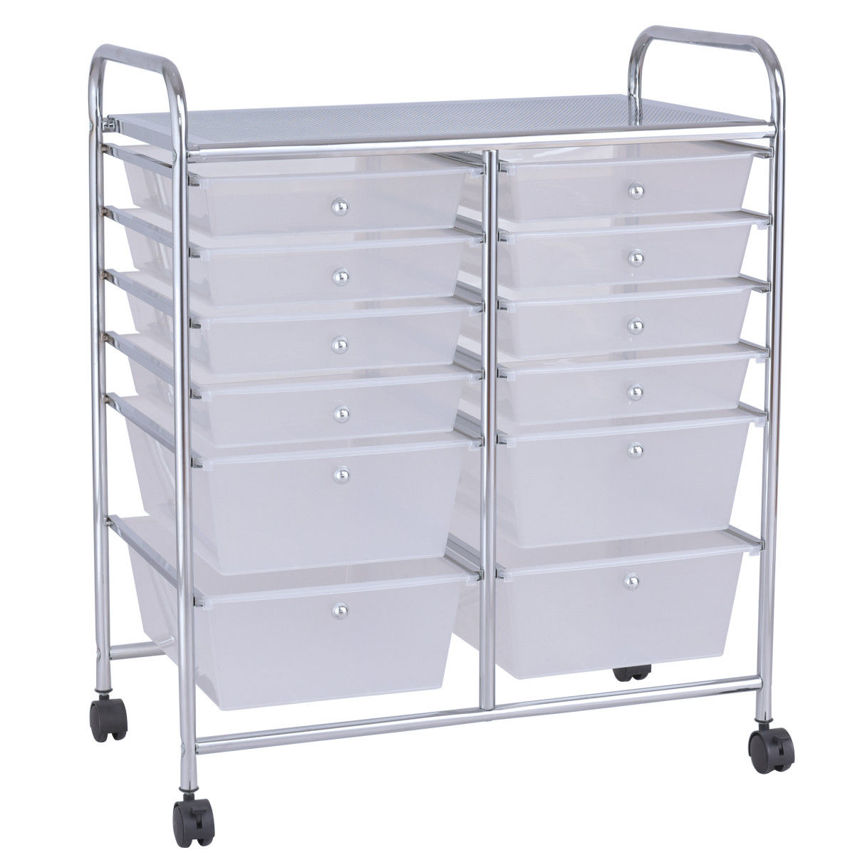 12-Drawer Rolling Storage Cart, White